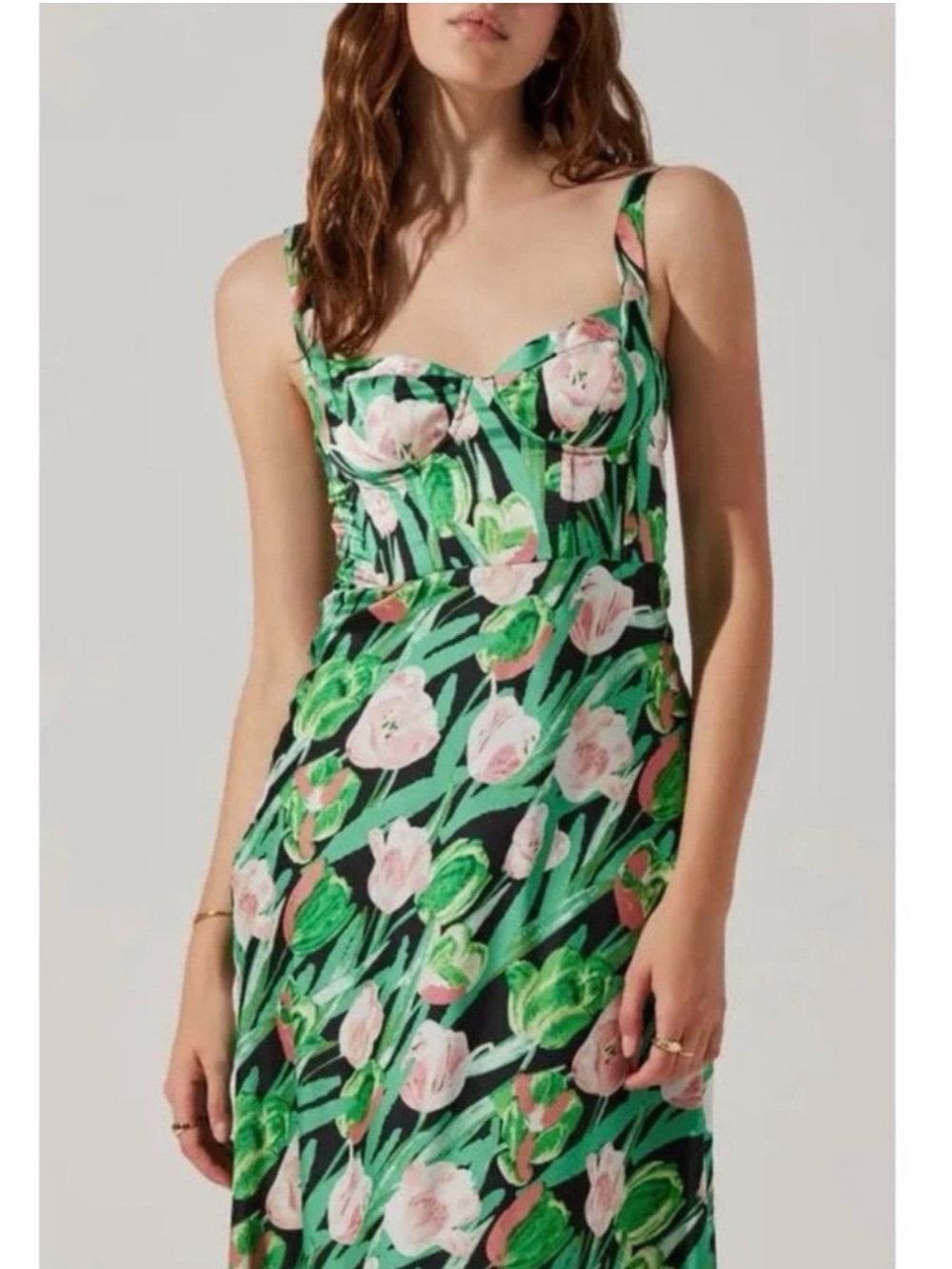 NWT ASTR Floral Corset Dress Satin Long Midi Length Wedding Guest Summer US L - Picture 14 of 15
